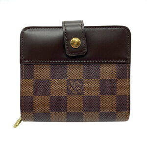 Louis Vuitton Compact Zip Round Wallet Canvas Leather Damier Brown